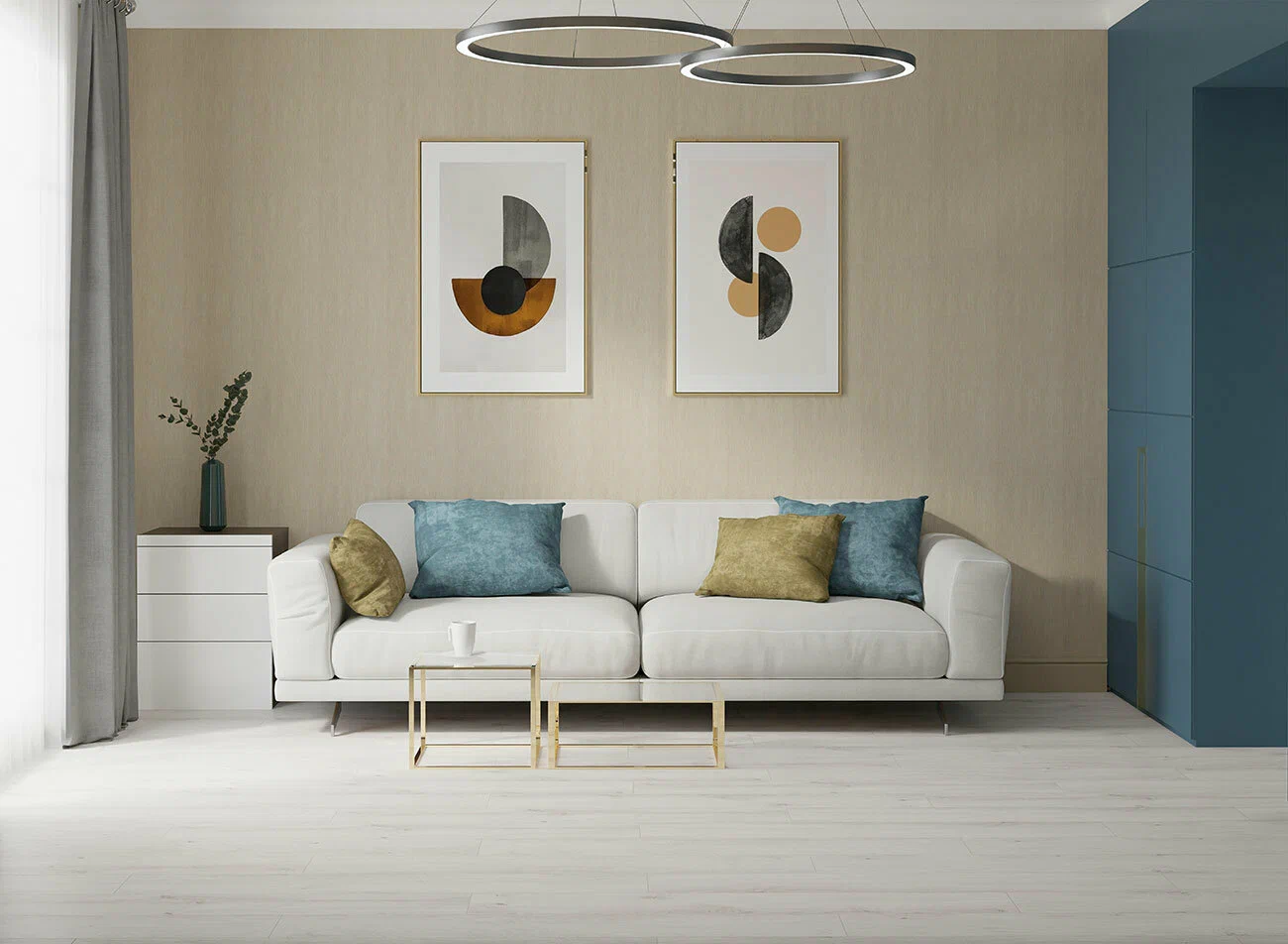 Ламинат Egger Pro Classic 12/33 Дуб Вуд-фьорд белый EPL212 1292×193×12 фото в интерьере